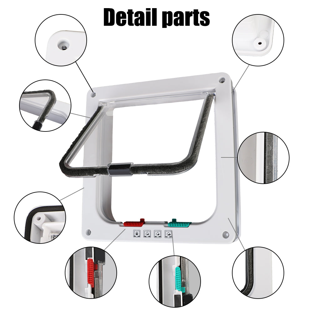 Pet Door with 4-Way Lock | ABS Plastic Cat & Dog Flap – M / L / XL