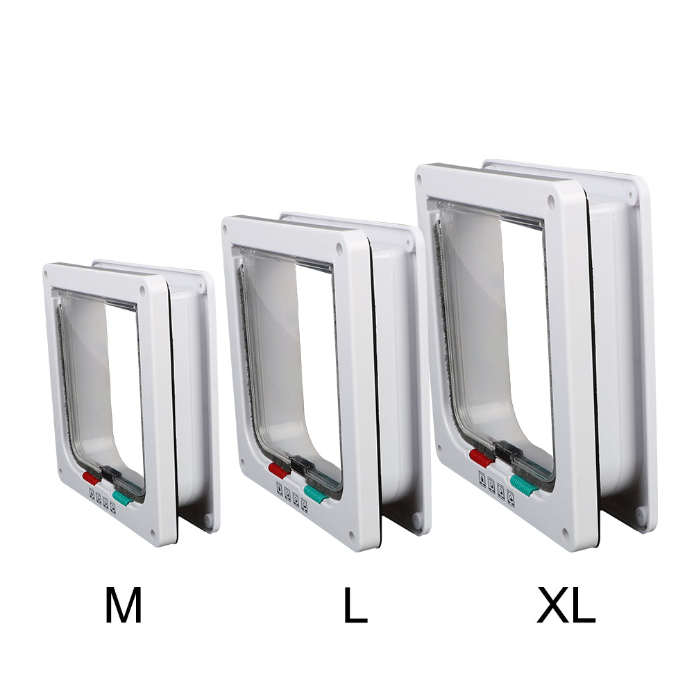Pet Door with 4-Way Lock | ABS Plastic Cat & Dog Flap – M / L / XL