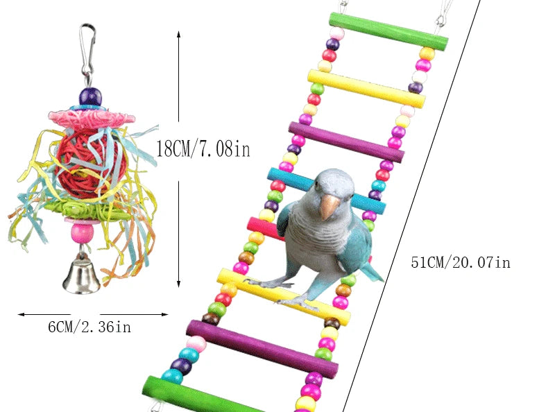 Parrot Toy Set – Swing, Bell & Ladder Training Kit