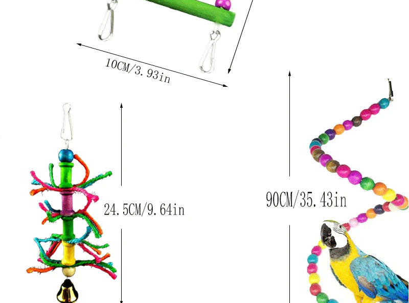 Parrot Toy Set – Swing, Bell & Ladder Training Kit