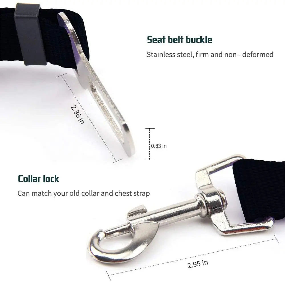 Pet Car Safety Belt – Adjustable Dog & Cat Harness Clip