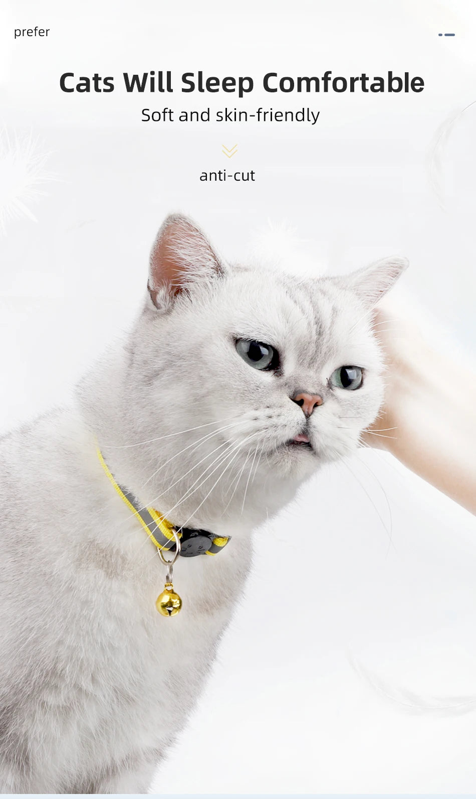 ROJECO Adjustable Cat Collar with Bell & Reflective Strip – Safety Breakaway Necklace for Cats & Kittens