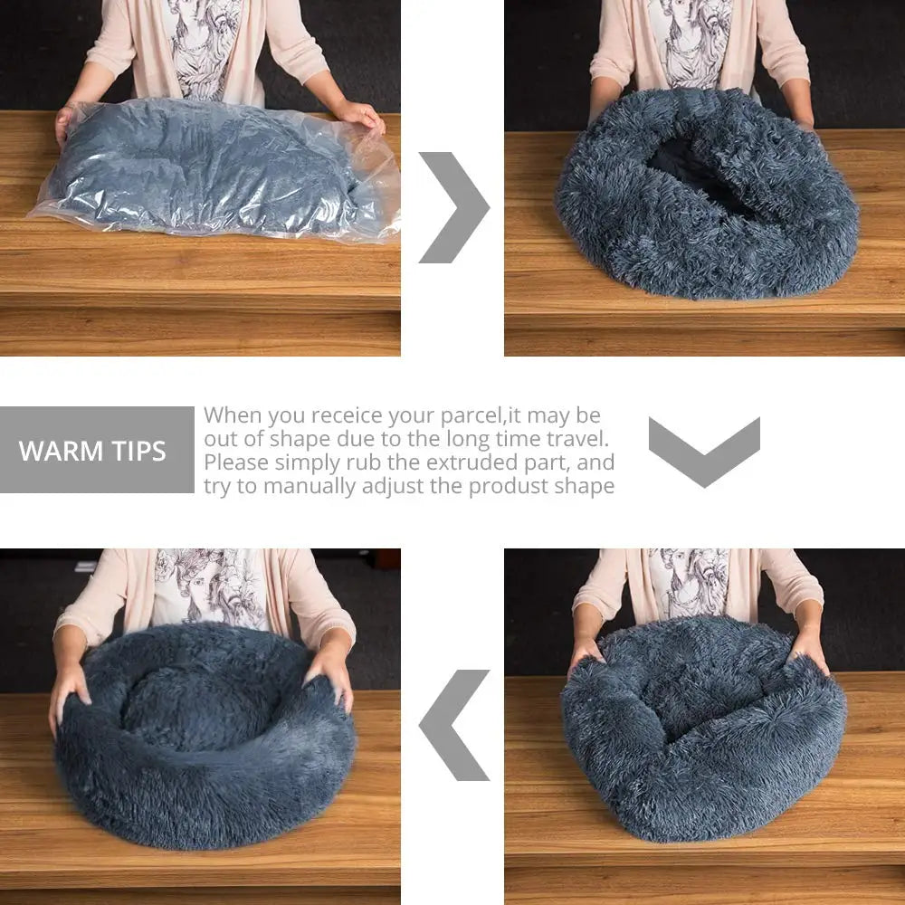 Cozy Round Pet Bed – Ultra-Soft Plush for Dogs & Cats (40–90 cm)