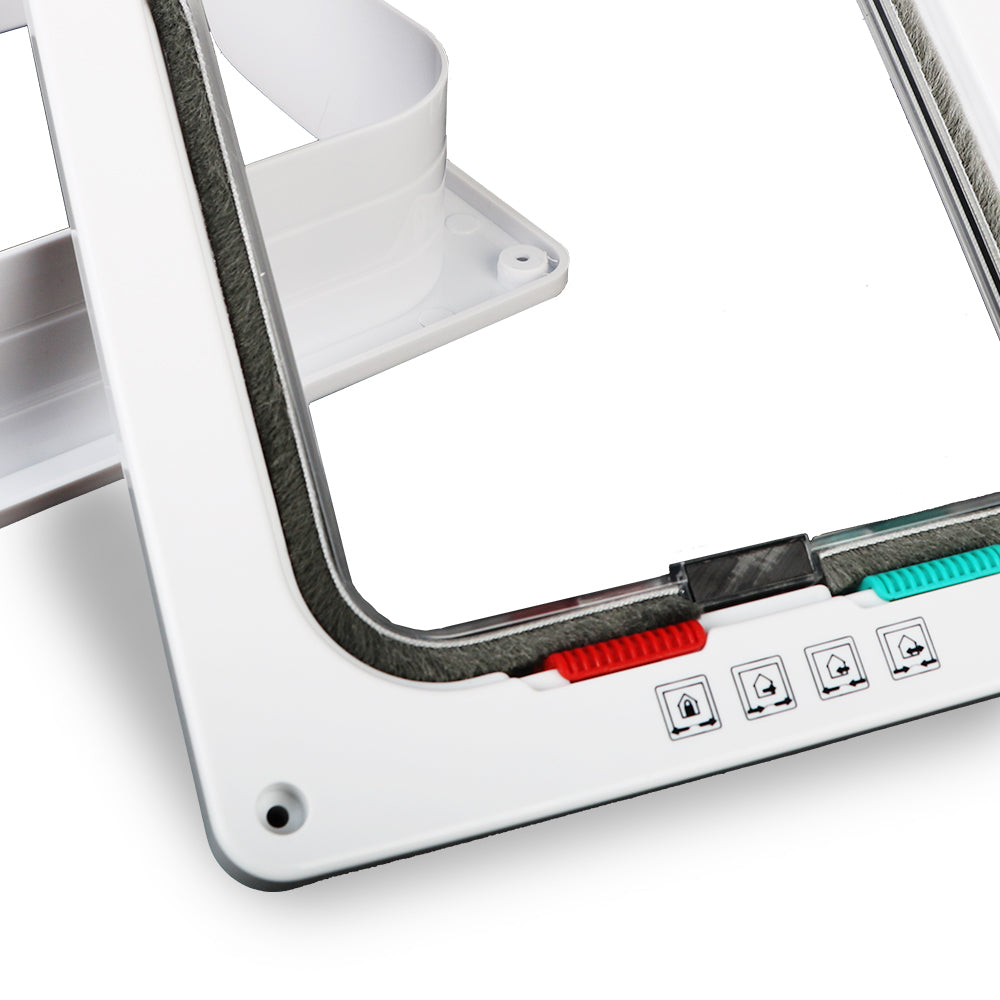 Pet Door with 4-Way Lock | ABS Plastic Cat & Dog Flap – M / L / XL
