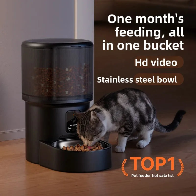 Smart Automatic Pet Feeder with Camera – WiFi, Voice Control & Timed Feeding for Cats & Dogs