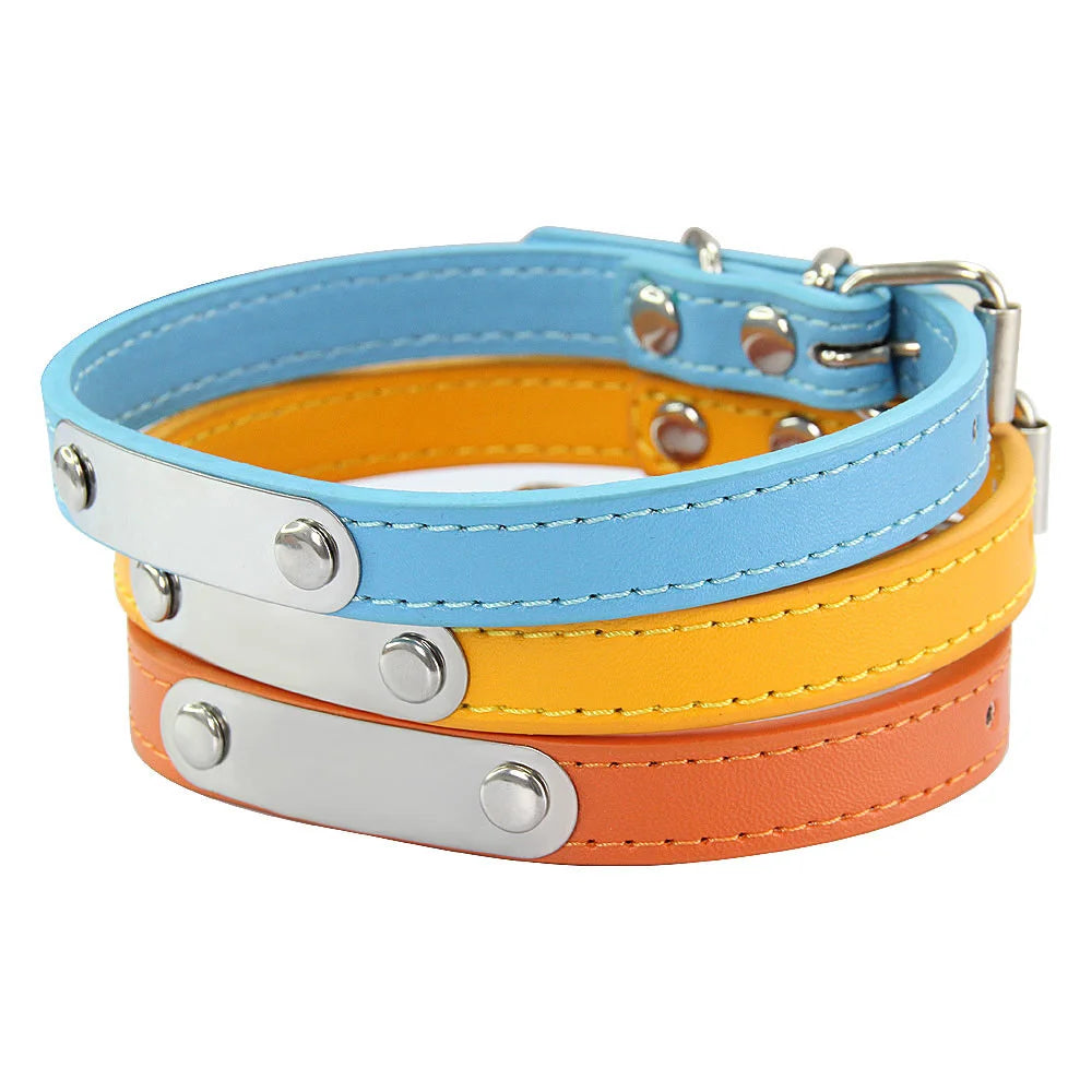 Personalized Pet Collar with Engraved ID Tag – PU Leather, Anti-Lost