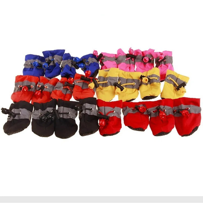 Waterproof Dog Boots – Anti-Slip Rain Shoes for Small Dogs & Cats (4-Pack)