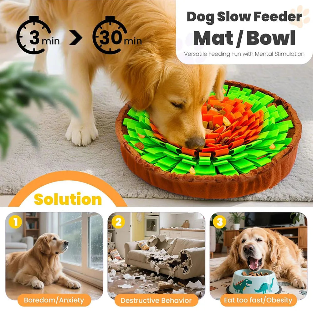 2-in-1 Dog Snuffle Mat & Slow Feeder – Interactive Foraging Toy for Mental Stimulation & Anxiety Relief | Cats & Dogs
