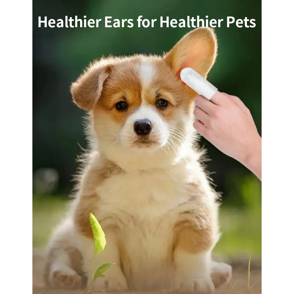 Pet Ear Cleaning Wipes – 50-Pack Fingertip Wipes for Ear Mite Removal in Cats & Dogs