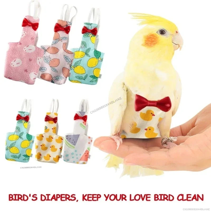 Parrot Diaper Flight Suit – Washable Bird Nappy with Bowtie for Parakeets, Cockatiels & Pigeons