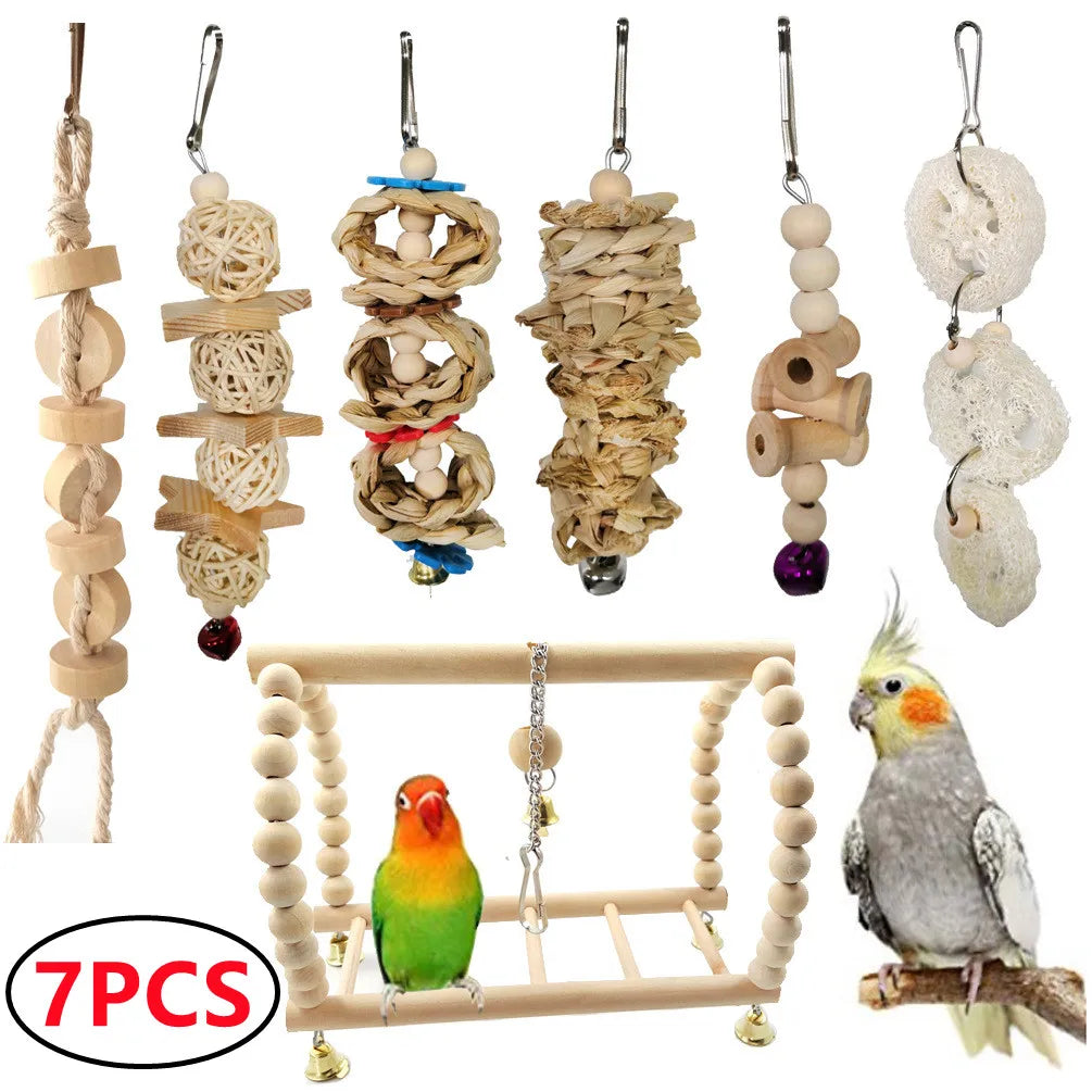 Parrot Toy Set – Swing, Bell & Ladder Training Kit