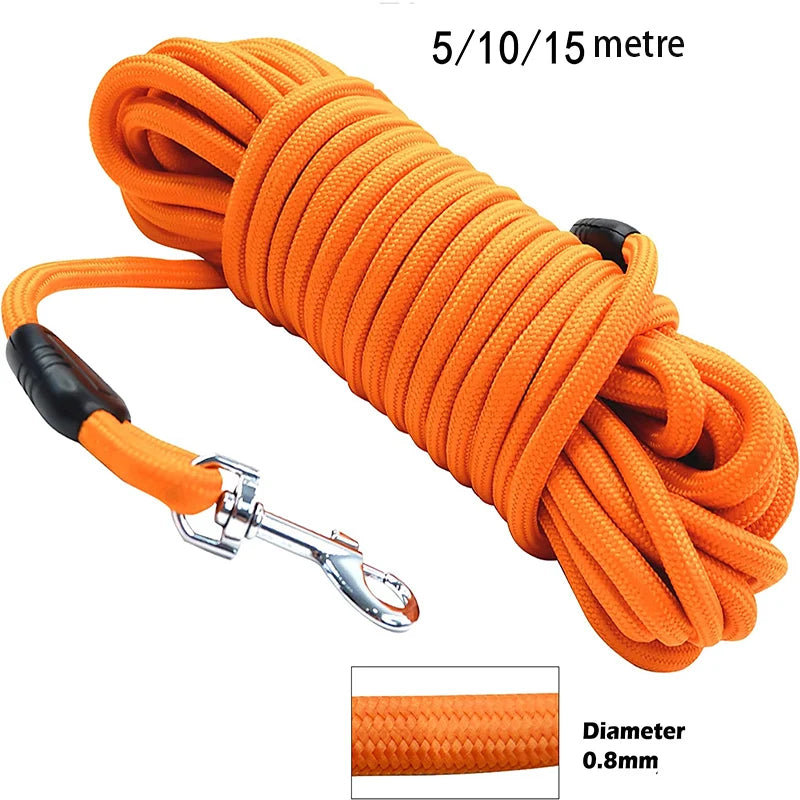 Heavy Duty Long Training Dog Leash – Multi-Layer Braided Nylon Recall Lead | 5M / 10M / 15M for Medium & Large Dogs