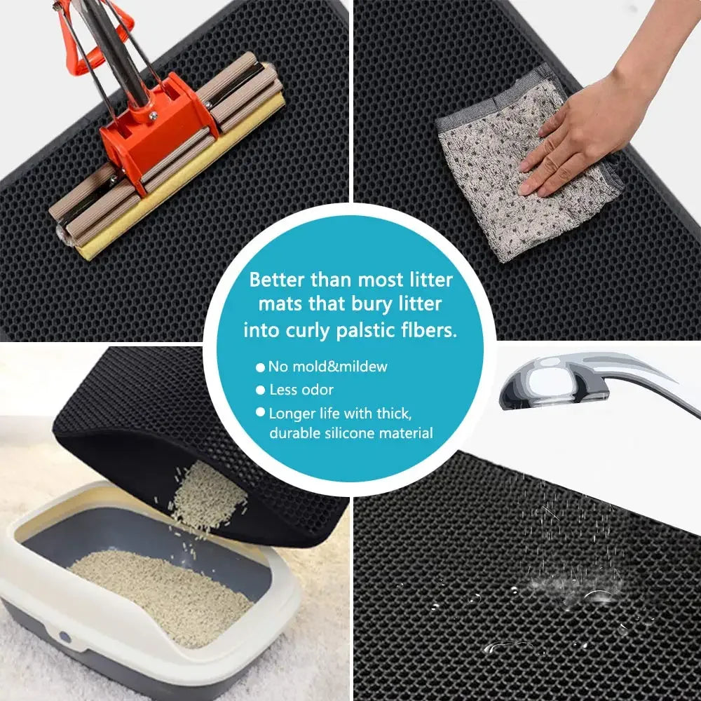 Double-Layer Waterproof Cat Litter Mat – Non-Slip, Washable & Easy to Clean