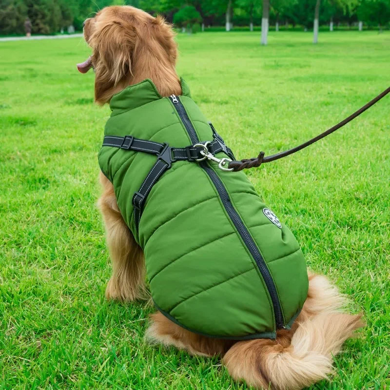 Winter Dog Jacket with Harness – Waterproof & Warm Coat for Large & Small Dogs