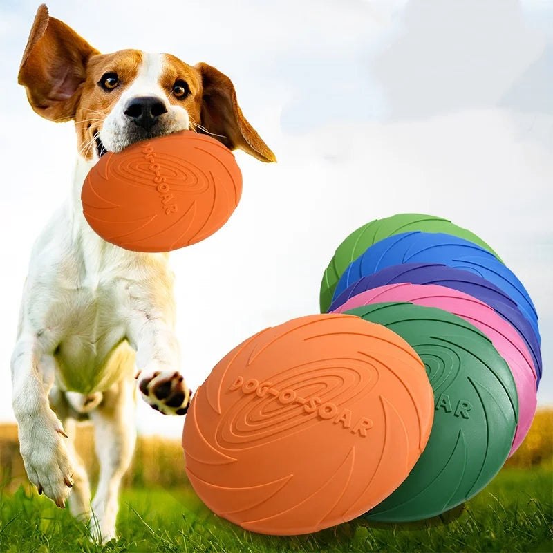 Silicone Flying Disc Dog & Cat Toy – Durable Rubber Frisbee for Interactive Play