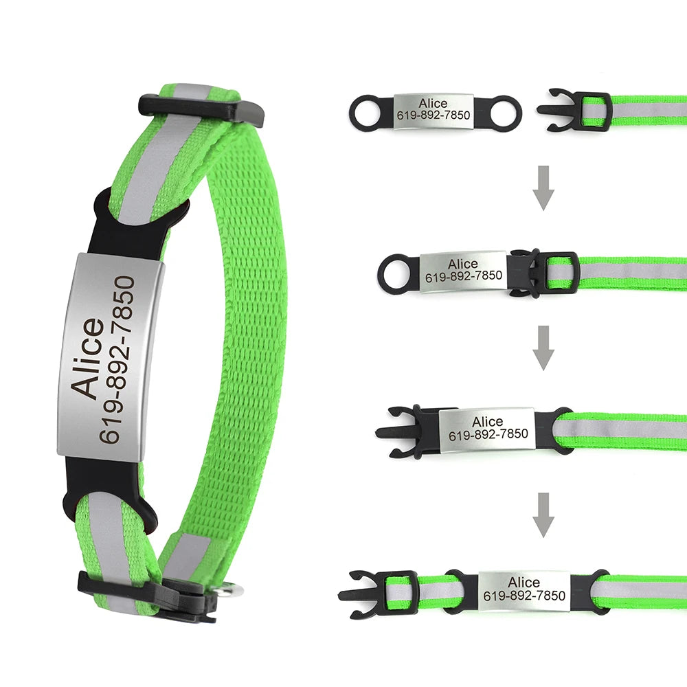 Personalized Reflective Cat & Dog Collar with Bell & Free Engraving