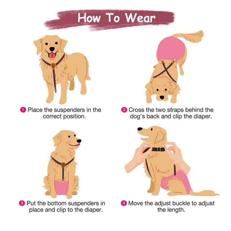 Adjustable Dog Diaper Suspenders with Belly Bands