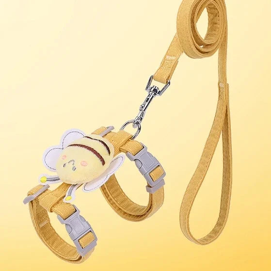 Bee-Themed Cat Harness & Leash Set – Adjustable Walking Vest for Small & Medium Cats