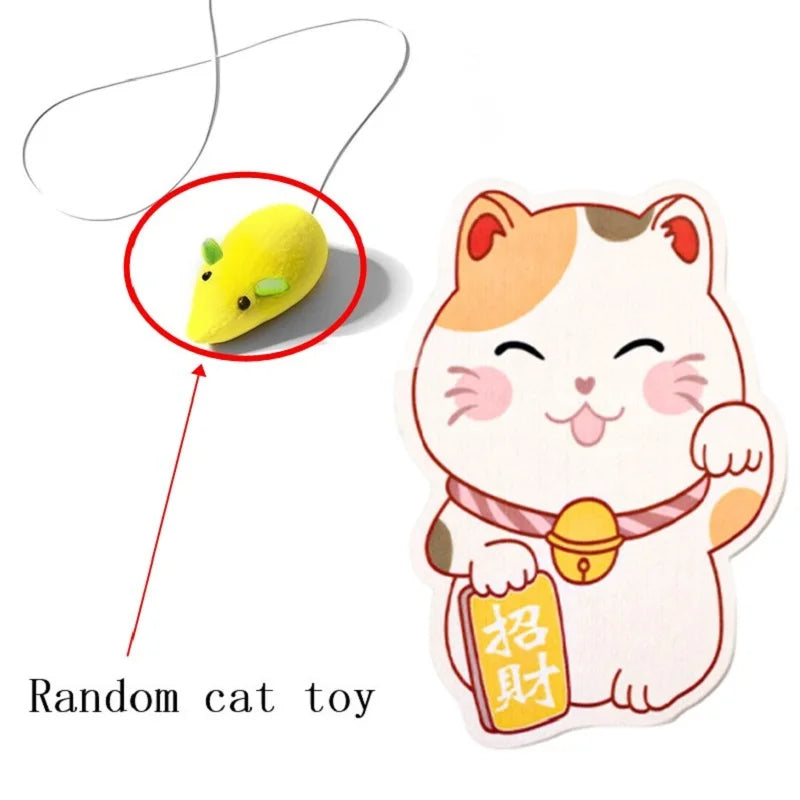 Wall-Mounted Felt Cat Scratcher with Hanging Toy