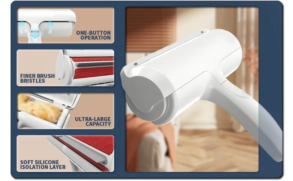 Reusable Pet Hair Remover Roller – Self-Cleaning Lint Roller for Dog & Cat Fur on Furniture & Upholstery