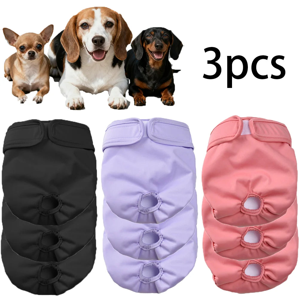 Washable Female Dog Diapers – 3-Pack | Reusable & Waterproof Pet Panties