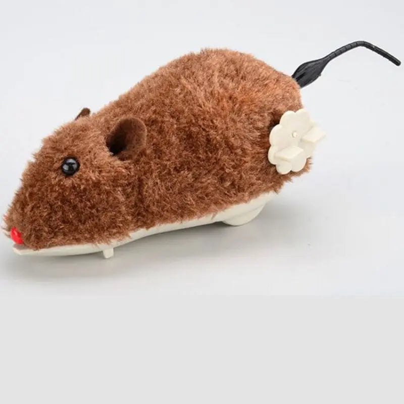 Wind-Up Plush Mouse Toy for Cats – Lifelike Running Rat for Interactive Play
