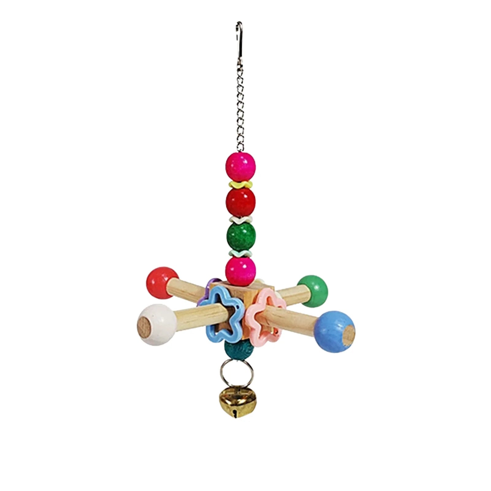 Colorful Rope & Wood Bird Toy – Climbing, Chewing & Foraging Enrichment