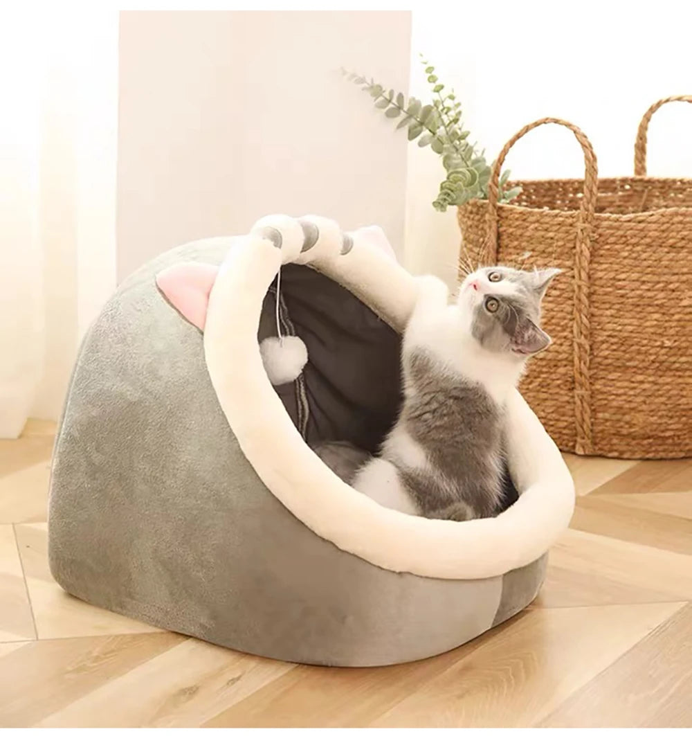 Cute Ear Cat Cave Bed – Foldable, Washable & Deep Sleep Pet Bed for Cats & Small Dogs