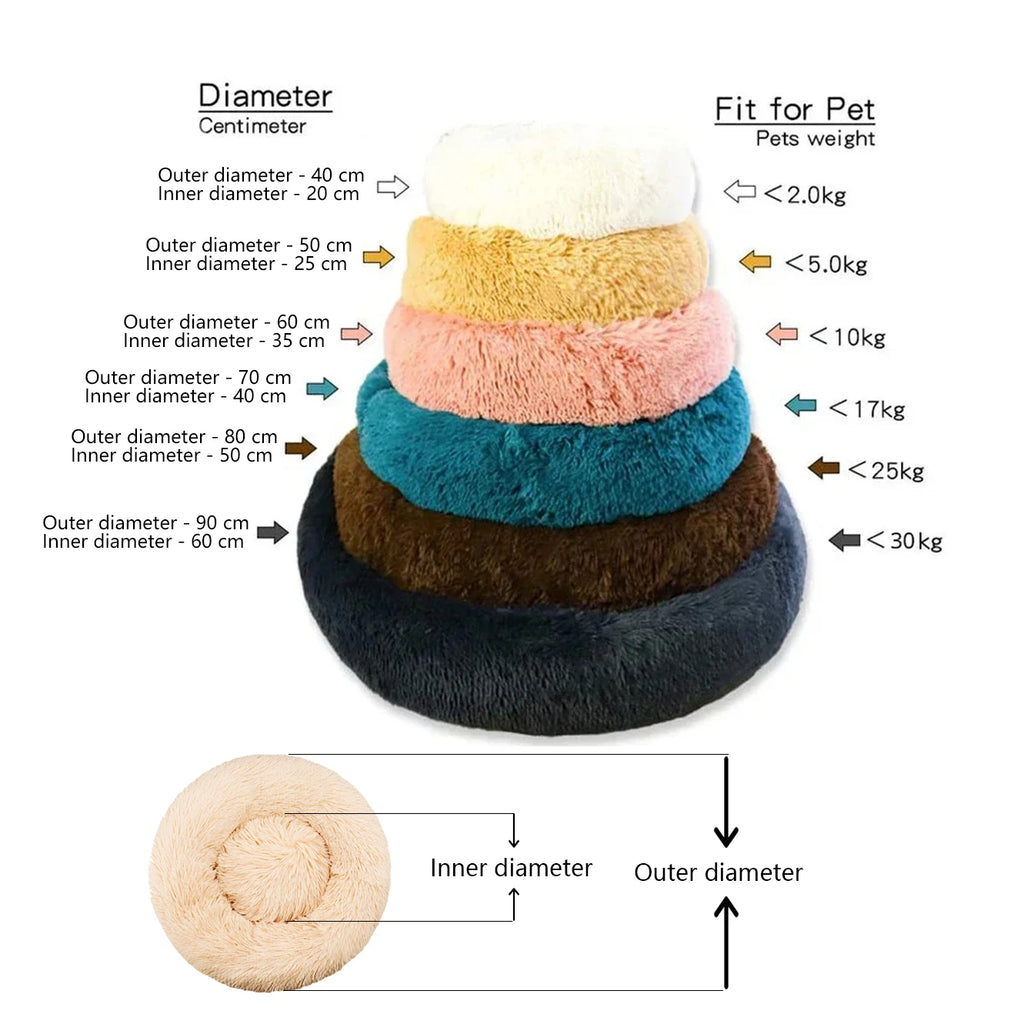 Cozy Round Pet Bed – Ultra-Soft Plush for Dogs & Cats (40–90 cm)