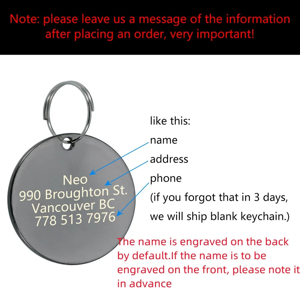 Personalized Engraved Pet ID Tag – Custom Name & Phone for Dogs & Cats