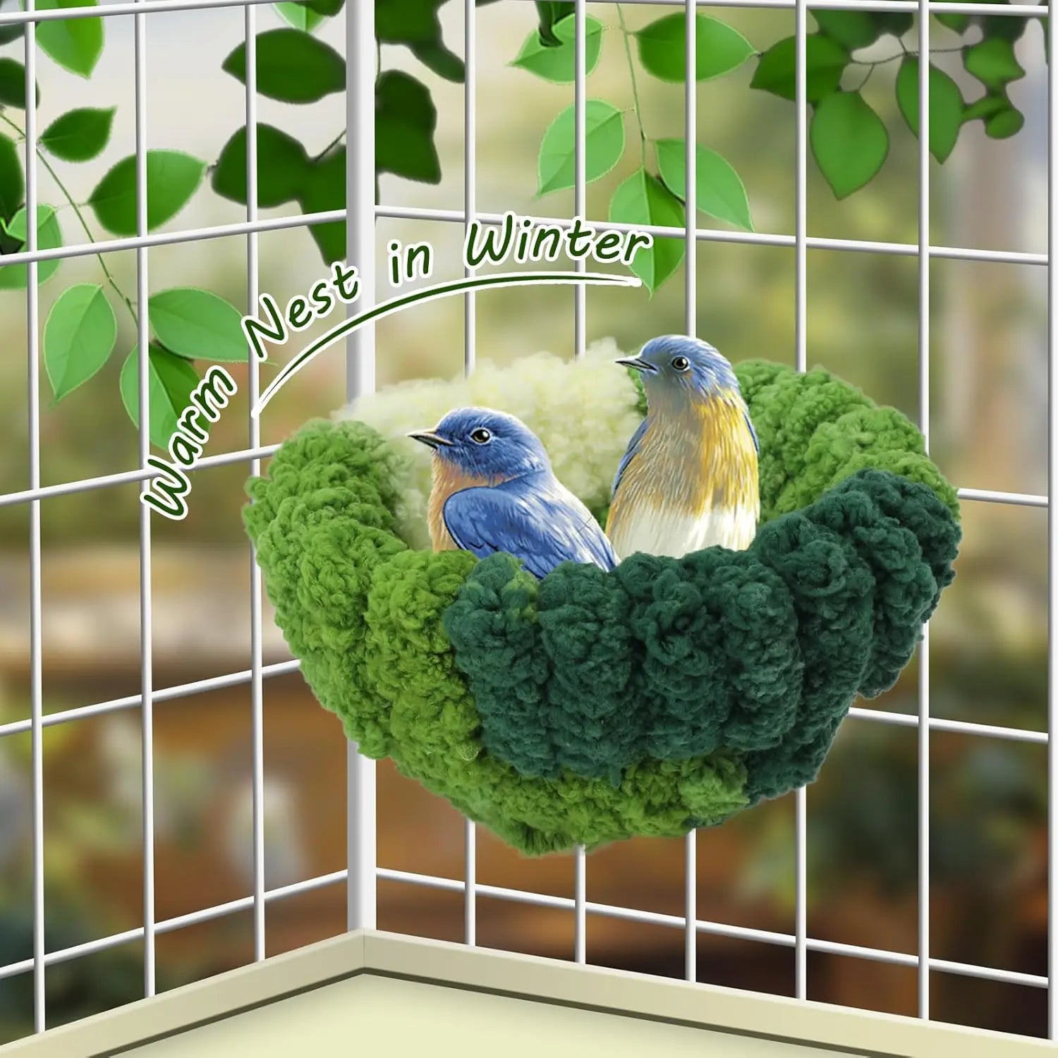 Plush Hanging Bird Nest – Cozy Cage Bed for Parakeets, Cockatiels, Lovebirds & Small Pets