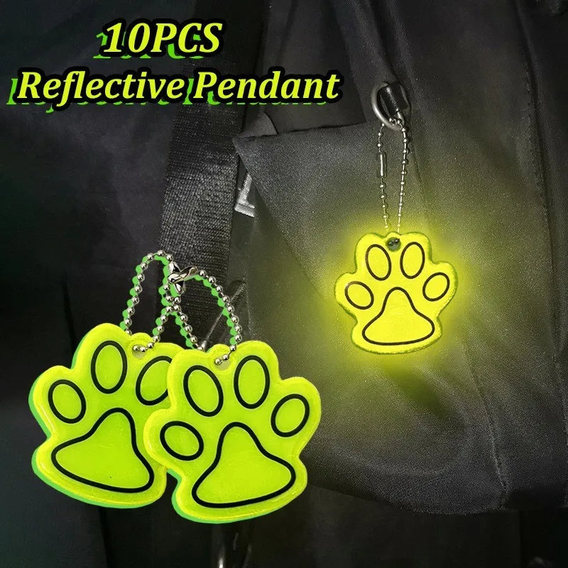 Reflective Cat Paw Keychain – Night Safety Pendant (10 PCS)