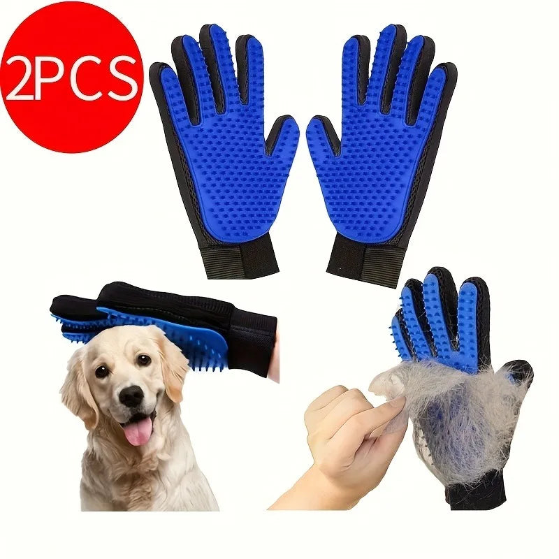Pet Grooming Gloves – 2-in-1 Silicone Deshedding & Massage Brush for Dogs & Cats