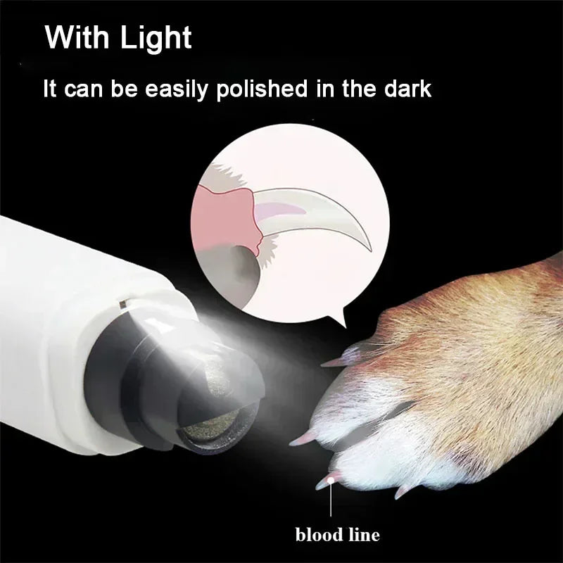 Electric Pet Nail Grinder – Rechargeable USB with LED Light
