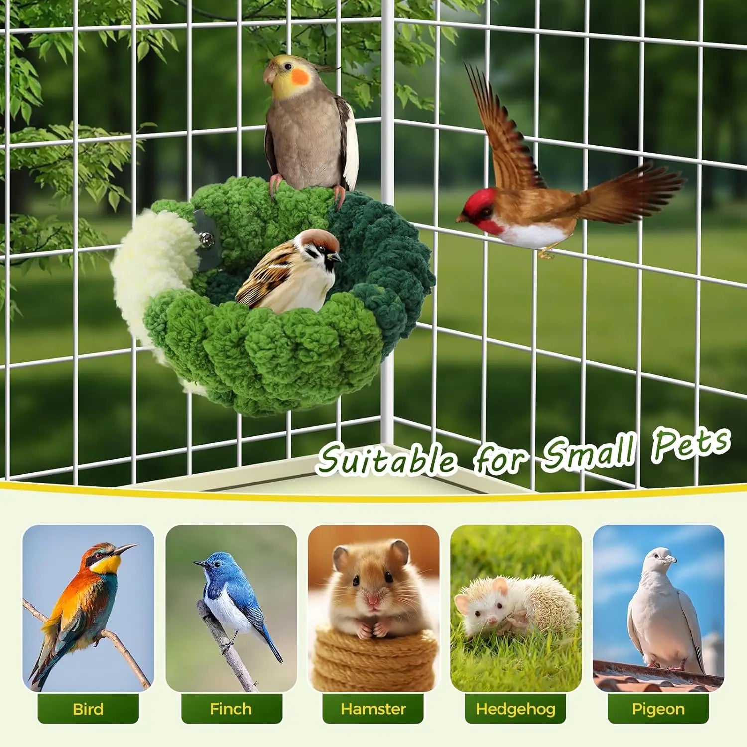 Plush Hanging Bird Nest – Cozy Cage Bed for Parakeets, Cockatiels, Lovebirds & Small Pets