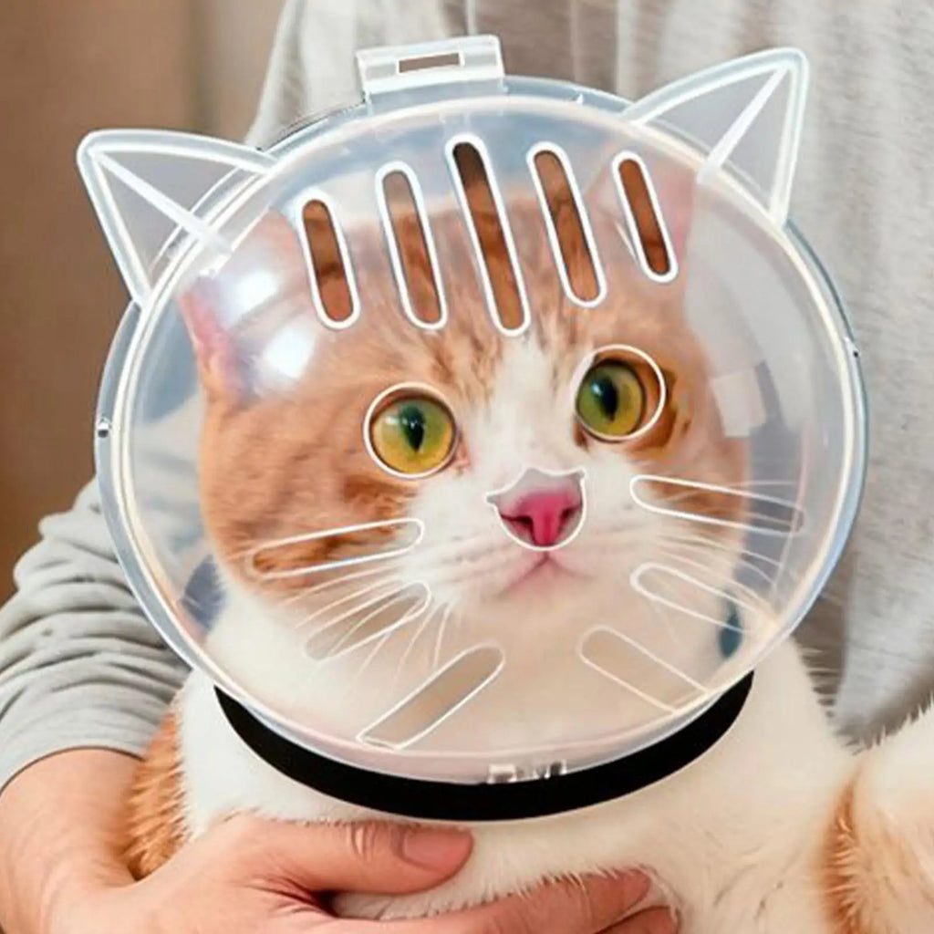 Breathable Cat Bubble Muzzle – Transparent Protective Helmet for Grooming & Anti-Bite Safety