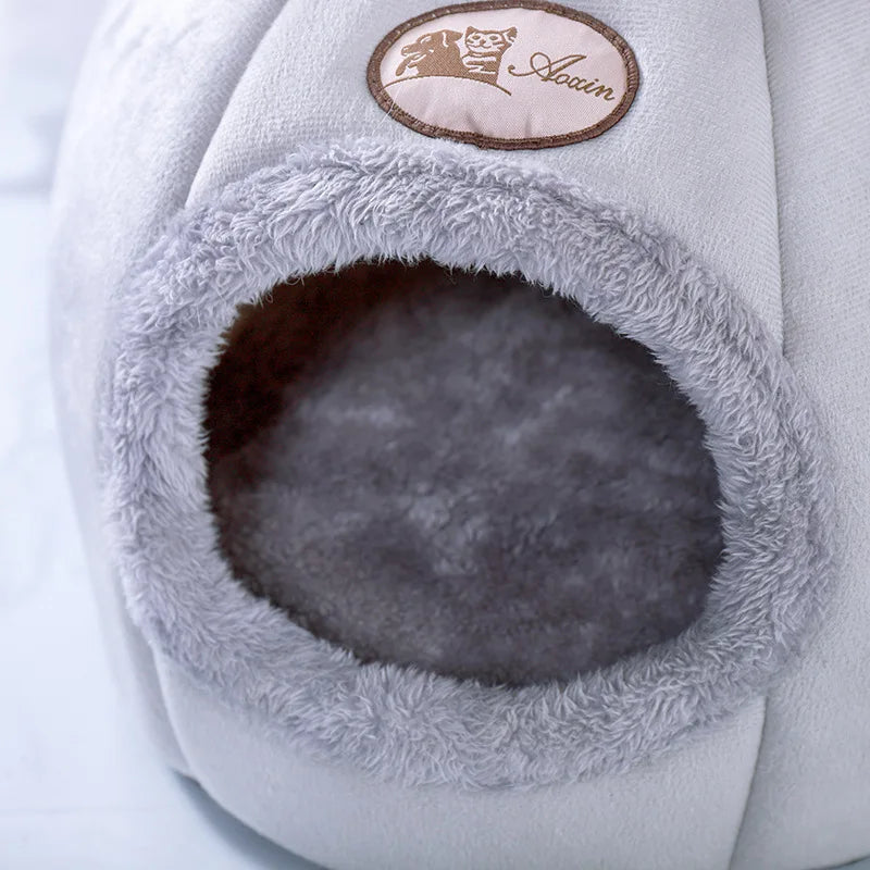 Cozy Cave Cat Bed – Removable Cushion, Breathable & Warm Pet House for Cats & Small Dogs