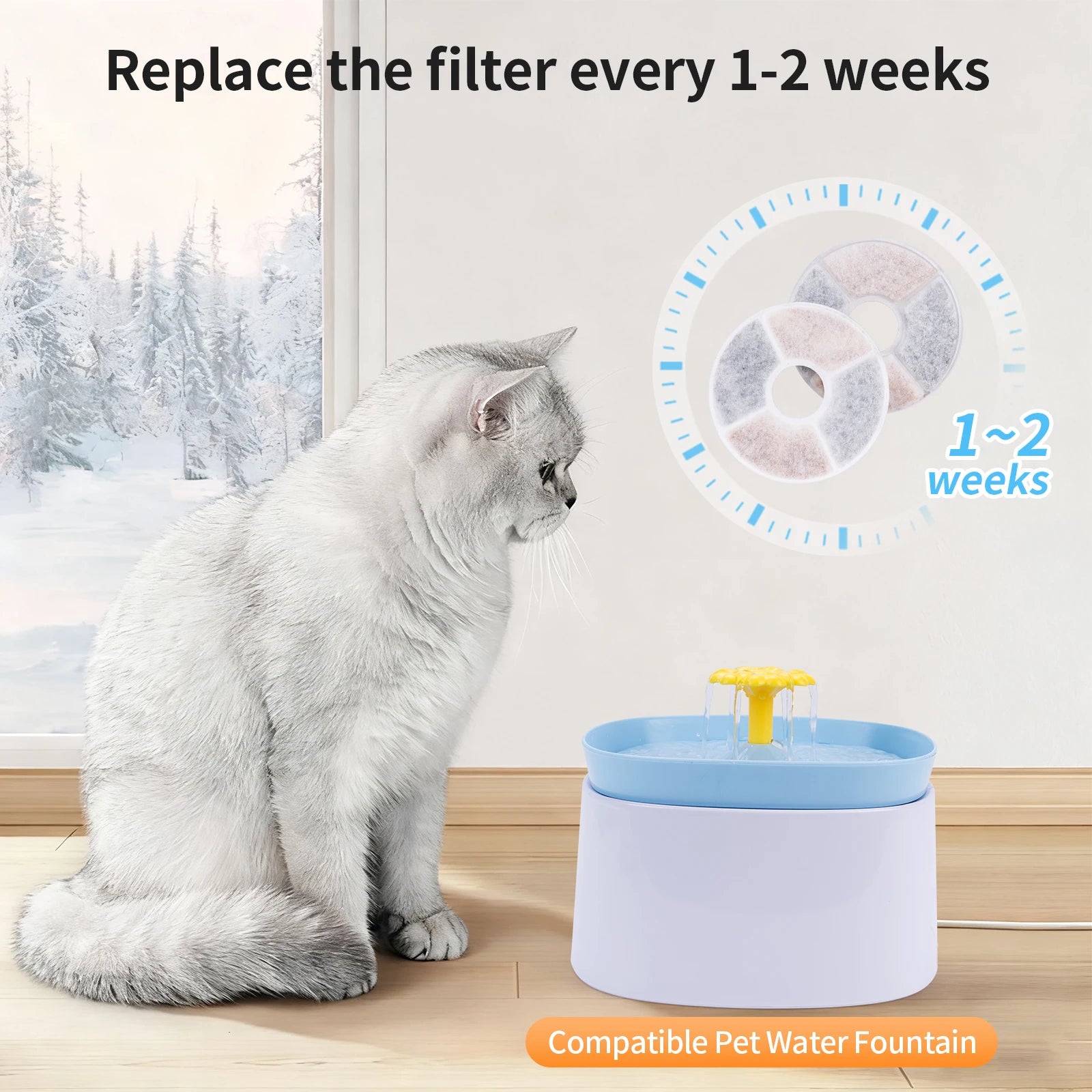 Pet Water Fountain Replacement Filters – 3-Stage Activated Carbon Filtration | 4/8/12 PCS