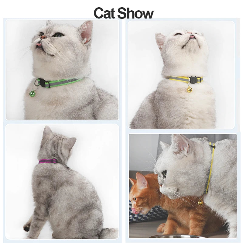 ROJECO Adjustable Cat Collar with Bell & Reflective Strip – Safety Breakaway Necklace for Cats & Kittens