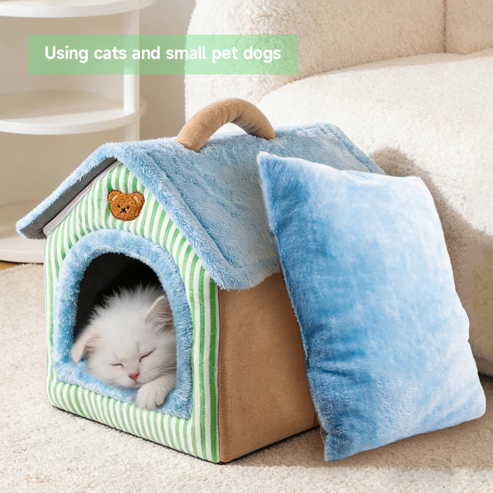 Foldable Cat & Pet House – Cozy Cave Bed for Cats & Small Dogs
