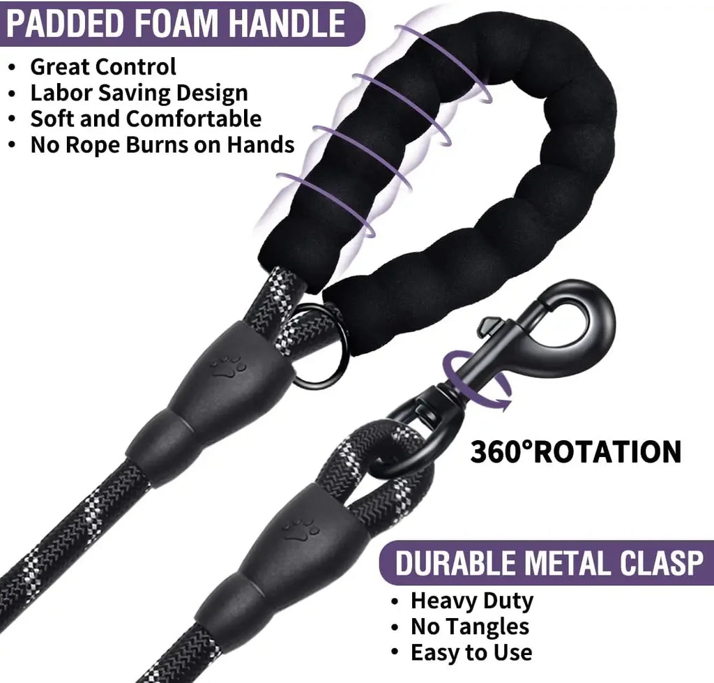 Reflective Nylon Dog Leash – Strong & Durable for All Dog Sizes