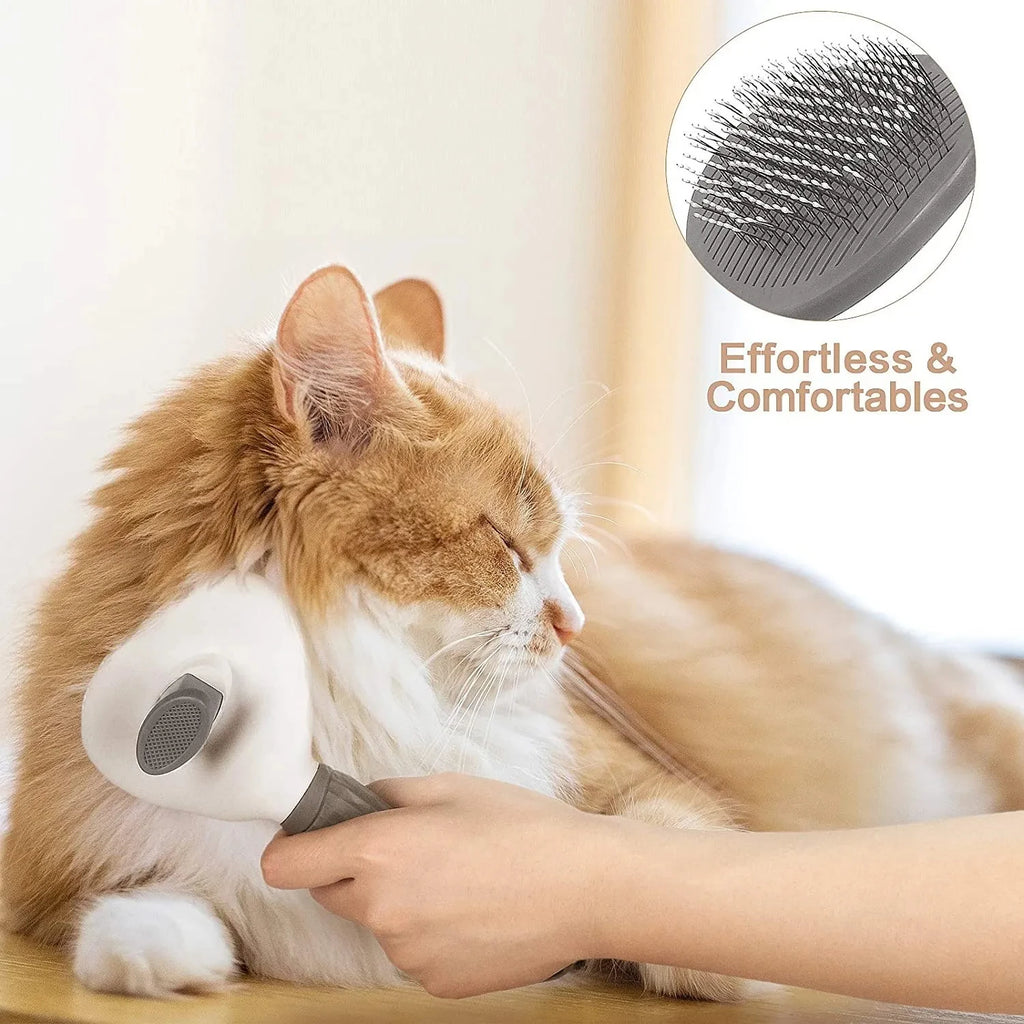 Self-Cleaning Pet Slicker Brush – Grooming & Dematting Comb for Dogs & Cats