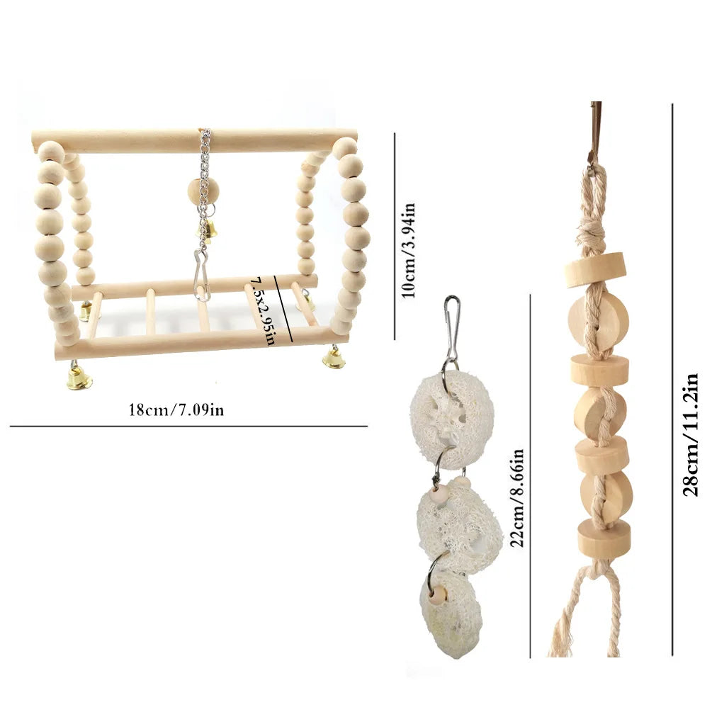 Parrot Toy Set – Swing, Bell & Ladder Training Kit