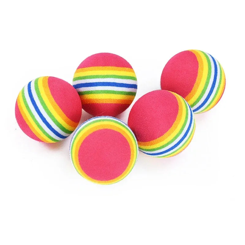 Rainbow Sponge Ball Toy for Cats & Dogs – Interactive Chew, Rattle & Scratch Play Balls