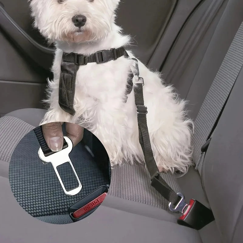 Stainless Steel Pet Seat Belt Clip Adapter – Universal Car Safety Buckle for Dogs & Cats