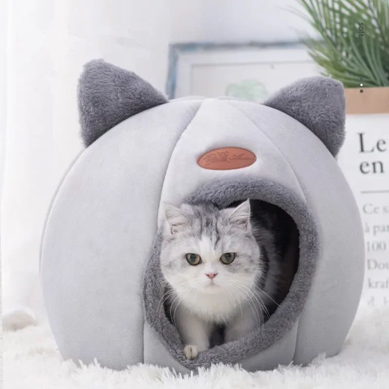Cozy Cave Cat Bed – Removable Cushion, Breathable & Warm Pet House for Cats & Small Dogs