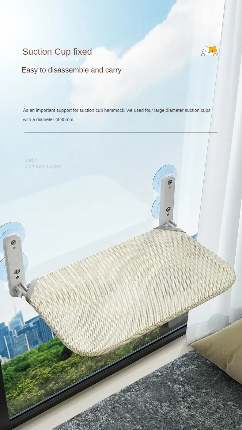 Cat Window Hammock Bed – Suction Cup Hanging Perch with Washable Plush Mat