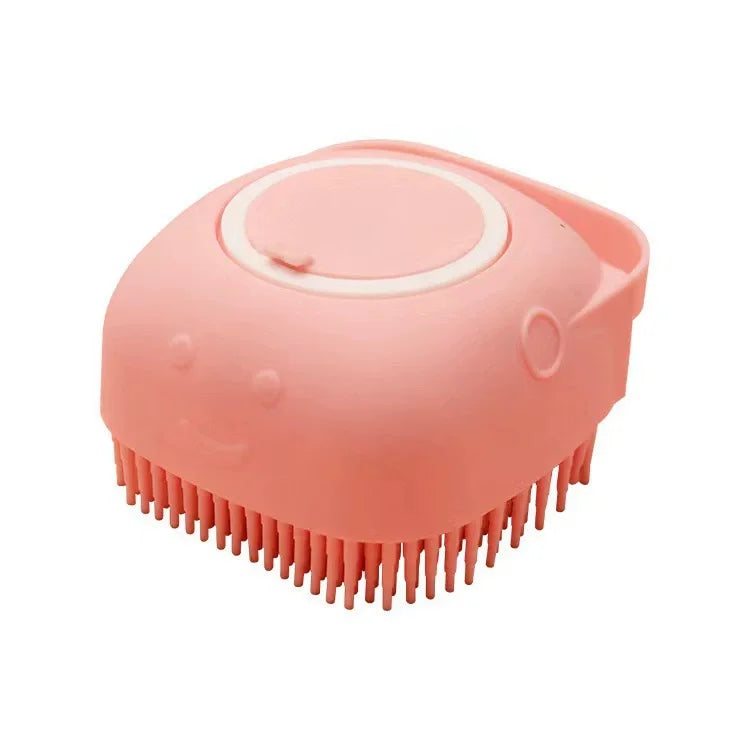 Pet Bathing & Massage Brush with Shampoo Dispenser