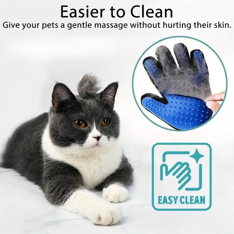 Pet Grooming Gloves – 2-in-1 Silicone Deshedding & Massage Brush for Dogs & Cats
