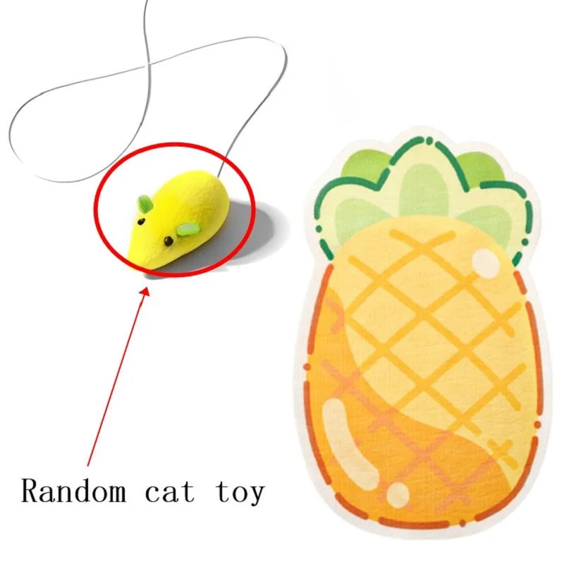 Wall-Mounted Felt Cat Scratcher with Hanging Toy